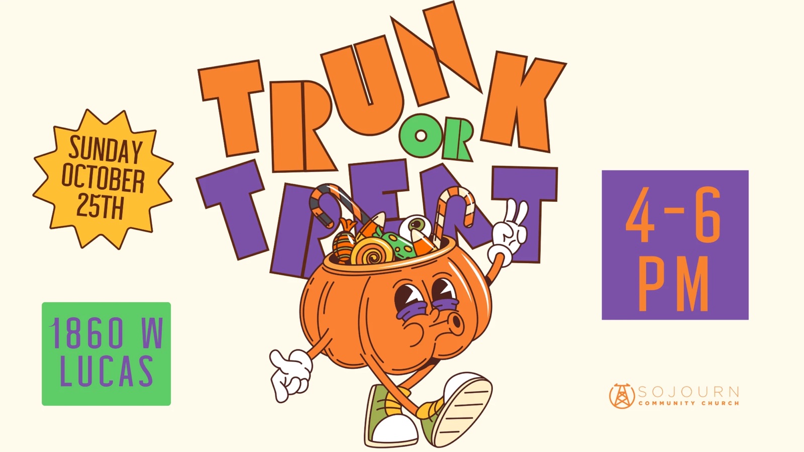Trunk or Treat: Sunday, October 25th, 4 to 6 PM at 1860 W Lucas